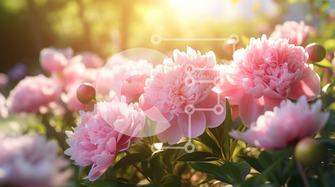 Intra Συλλεκτικό Ξύλινο Παζλ Plywood  4mm - Ροζ παιώνιες σε άνθιση με το φως του ήλιου Σε Ξύλινο Κουτί - Διαστάσεις: 10x10 cm – 25 κομμάτια