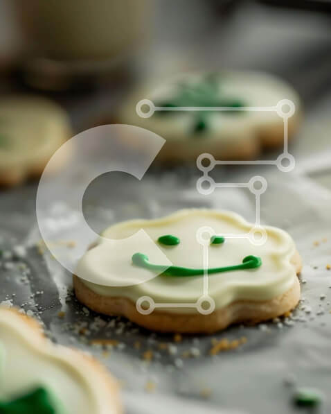 Σετ των 2 Intra Συλλεκτικό Ξύλινο Παζλ Plywood  4mm - Δίσκος με μπισκότα smiley face με πράσινο γλάσο και ποτήρι γάλα Σε Ξύλινο Κουτί - Διαστάσεις: 10x10 cm – 25 κομμάτια