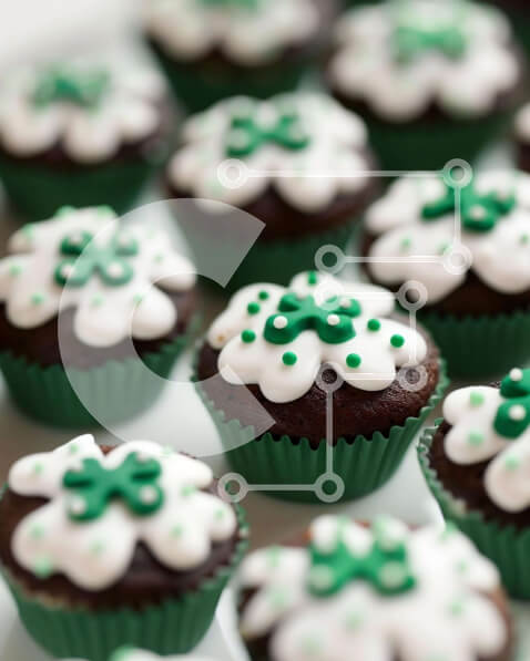 Σετ των 2 Intra Συλλεκτικό Ξύλινο Παζλ Plywood  4mm - Ποικιλία Cupcakes με Πράσινο και Λευκό γλάσο Σε Ξύλινο Κουτί - Διαστάσεις: 10x10 cm – 25 κομμάτια