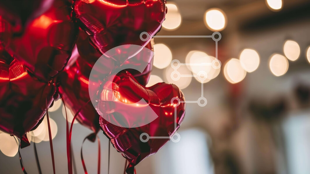 Intra Συλλεκτικό Ξύλινο Παζλ Plywood  4mm - Ρομαντικά μπαλόνια σε σχήμα καρδιάς στον αέρα Σε Ξύλινο Κουτί - Διαστάσεις: 10x10 cm – 25 κομμάτια