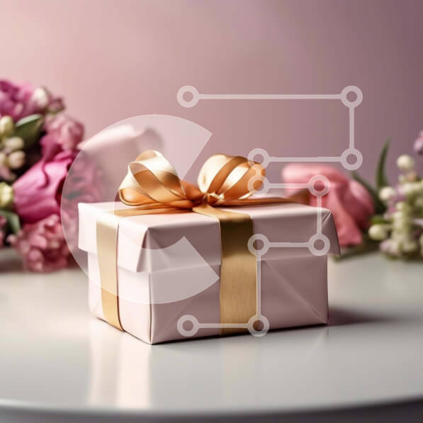 Intra Συλλεκτικό Ξύλινο Παζλ Plywood  4mm - Ροζ κουτί δώρου και λουλούδια Σε Ξύλινο Κουτί - Διαστάσεις: 10x10 cm – 25 κομμάτια