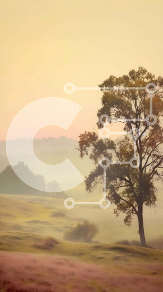 Σετ των 2 Intra Συλλεκτικό Ξύλινο Παζλ Plywood  4mm - Ειρηνικό τοπίο με ένα μοναχικό δέντρο στην ομιχλώδη πλαγιά Σε Ξύλινο Κουτί - Διαστάσεις: 10x10 cm – 25 κομμάτια