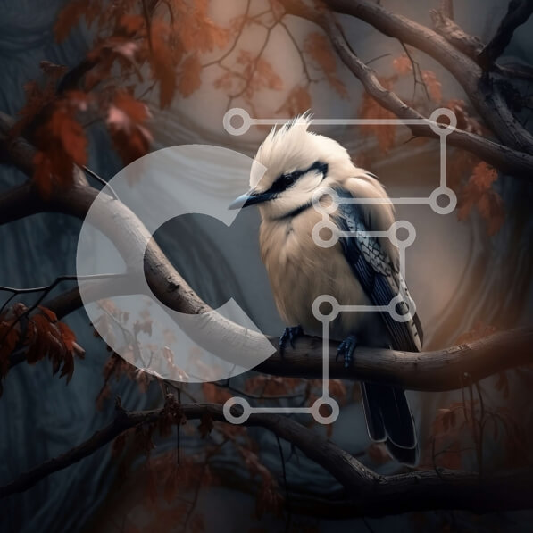 Intra Συλλεκτικό Ξύλινο Παζλ Plywood  4mm - Όμορφη εικόνα ενός μικρού πουλιού σε ένα δέντρο με κόκκινα φύλλα Σε Ξύλινο Κουτί - Διαστάσεις: 10x10 cm – 25 κομμάτια