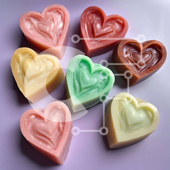 Σετ των 2 Intra Συλλεκτικό Ξύλινο Παζλ Plywood  4mm - Πολύχρωμα σαπούνια σε σχήμα καρδιάς σε διάφορα μεγέθη και σχήματα Σε Ξύλινο Κουτί - Διαστάσεις: 10x10 cm – 25 κομμάτια