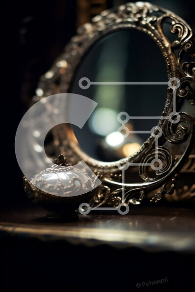 Intra Συλλεκτικό Ξύλινο Παζλ Plywood  4mm - Καθρέφτης αντίκα σε δωμάτιο με χαμηλό φωτισμό με ζεστή λάμψη Σε Ξύλινο Κουτί - Διαστάσεις Puzzle: 10x10 cm – 25 κομμάτια