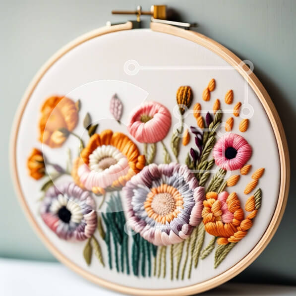 Intra Συλλεκτικό Ξύλινο Παζλ Plywood  4mm - Φωτεινό και χαρούμενο σχέδιο κεντήματος με λουλούδια για διακόσμηση σπιτιού Σε Ξύλινο Κουτί - Διαστάσεις Puzzle: 10x10 cm – 25 κομμάτια