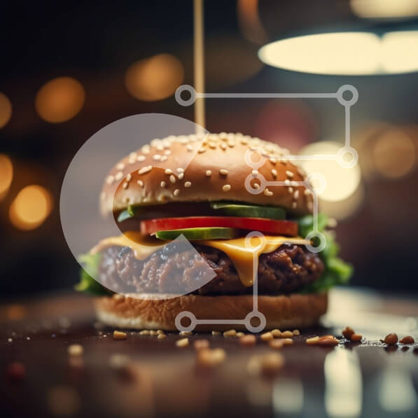 Σετ των 2 Intra Συλλεκτικό Ξύλινο Παζλ Plywood  4mm - Νόστιμο Cheeseburger με φρέσκα υλικά σε ξύλινο τραπέζι Σε Ξύλινο Κουτί - Διαστάσεις: 10x10 cm – 25 κομμάτια