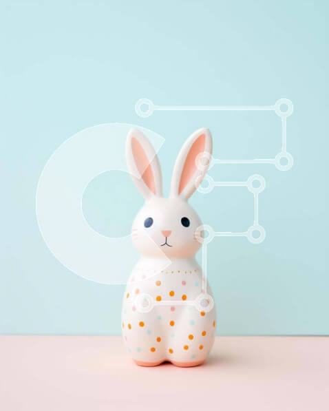 Intra Συλλεκτικό Ξύλινο Παζλ Plywood  4mm - Λευκό ειδώλιο λαγουδάκι σε παστέλ φόντο Σε Ξύλινο Κουτί - Διαστάσεις: 10x10 cm – 25 κομμάτια