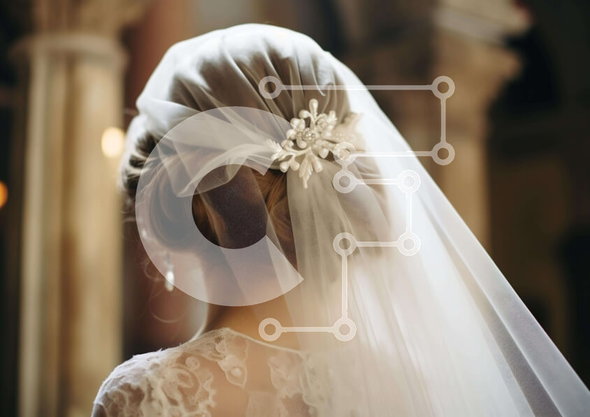 Intra Συλλεκτικό Ξύλινο Παζλ Plywood  4mm - Νύφη με το γαμήλιο πέπλο μπροστά από τη διακοσμημένη εκκλησία Σε Ξύλινο Κουτί - Διαστάσεις Puzzle: 10x10 cm – 25 κομμάτια