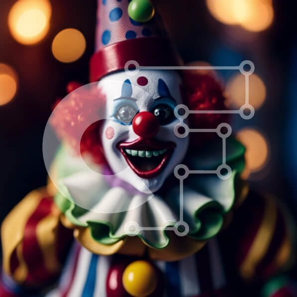 Intra Συλλεκτικό Ξύλινο Παζλ Plywood  4mm - Διασκεδαστική και ζωντανή εικόνα ενός κλόουν με ένα πολύχρωμο κοστούμι Σε Ξύλινο Κουτί - Διαστάσεις Puzzle: 10x10 cm – 25 κομμάτια