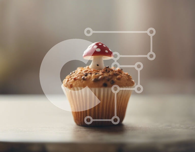 Σετ των 2 Intra Συλλεκτικό Ξύλινο Παζλ Plywood  4mm - Μικρό Cupcake με μανιτάρια στο τραπέζι Σε Ξύλινο Κουτί - Διαστάσεις: 10x10 cm – 25 κομμάτια