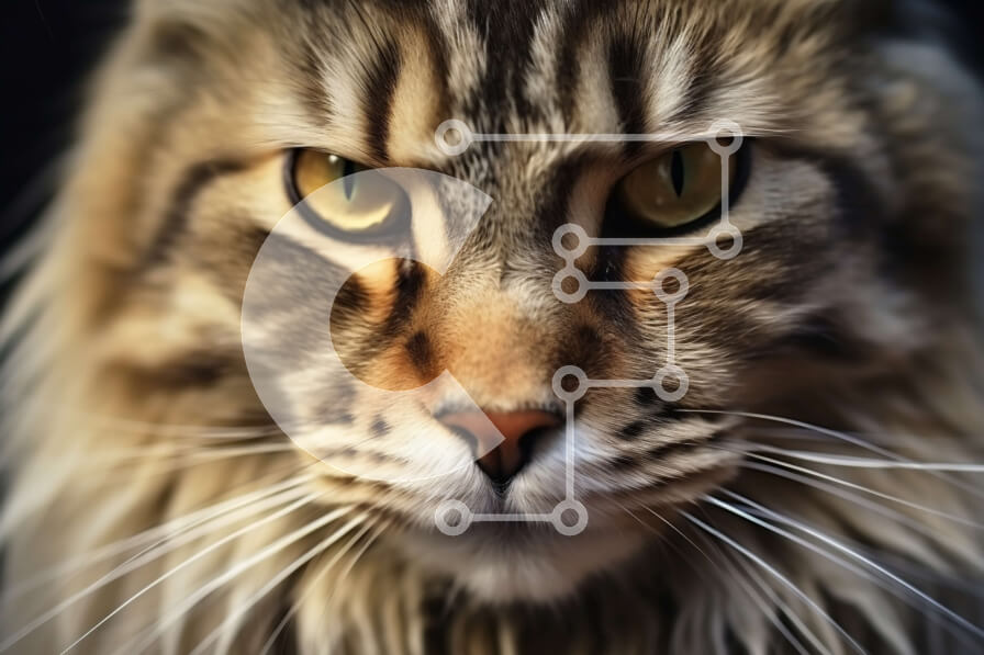 Σετ των 2 Intra Συλλεκτικό Ξύλινο Παζλ Plywood  4mm - Εκπληκτική φωτογραφία από κοντά του προσώπου μιας γάτας Σιβηρίας με έντονα κίτρινα μάτια Σε Ξύλινο Κουτί - Διαστάσεις: 10x10 cm – 25 κομμάτια