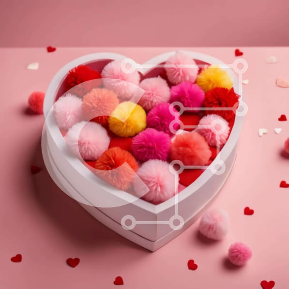 Intra Συλλεκτικό Ξύλινο Παζλ Plywood  4mm - Κουτί σε σχήμα καρδιάς με πολύχρωμα πομπόν για την ημέρα του Αγίου Βαλεντίνου Σε Ξύλινο Κουτί - Διαστάσεις: 10x10 cm – 25 κομμάτια