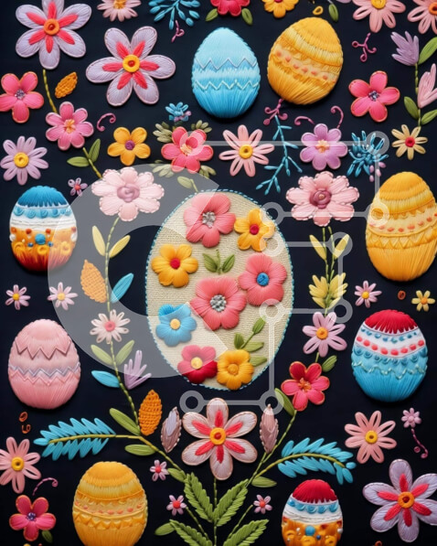 Intra Συλλεκτικό Ξύλινο Παζλ Plywood  4mm - Πολύχρωμη επίδειξη αυγών και λουλουδιών του Πάσχα Σε Ξύλινο Κουτί - Διαστάσεις: 10x10 cm – 25 κομμάτια