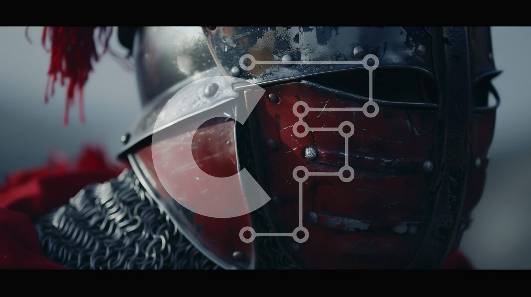 Intra Συλλεκτικό Ξύλινο Παζλ Plywood  4mm - Θωρακισμένος Ιππότης με Βυσσινί Κόκκινο Κράνος και Καπάκι Σε Ξύλινο Κουτί - Διαστάσεις Puzzle: 10x10 cm – 25 κομμάτια