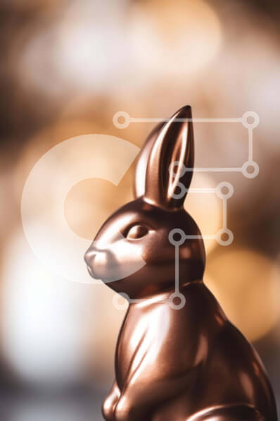 Intra Συλλεκτικό Ξύλινο Παζλ Plywood  4mm - Ειδώλιο λαγουδάκι του Πάσχα με φόντο Bokeh Σε Ξύλινο Κουτί - Διαστάσεις: 10x10 cm – 25 κομμάτια