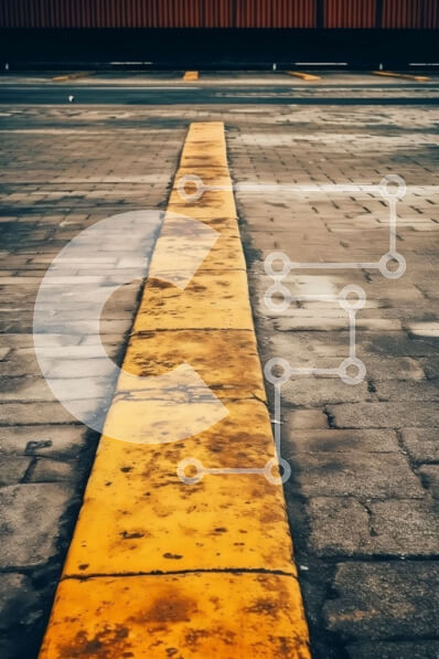 Intra Συλλεκτικό Ξύλινο Παζλ Plywood  4mm - Κίτρινη γραμμή ζωγραφισμένη στο πεζοδρόμιο σε χώρο στάθμευσης Σε Ξύλινο Κουτί - Διαστάσεις Puzzle: 10x10 cm – 25 κομμάτια