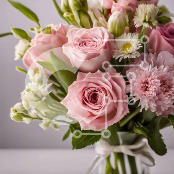 Σετ των 2 Intra Συλλεκτικό Ξύλινο Παζλ Plywood  4mm - Βάζο με ροζ τριαντάφυλλα, λευκές μαργαρίτες και πράσινα γαρίφαλα Σε Ξύλινο Κουτί - Διαστάσεις: 10x10 cm – 25 κομμάτια