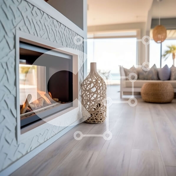 Intra Συλλεκτικό Ξύλινο Παζλ Plywood  4mm - Κομψό σαλόνι με τζάκι και ξύλινο πάτωμα Σε Ξύλινο Κουτί - Διαστάσεις Puzzle: 10x10 cm – 25 κομμάτια