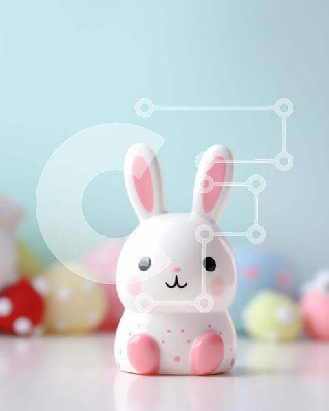 Intra Συλλεκτικό Ξύλινο Παζλ Plywood  4mm - Ειδώλιο λαγουδάκι του Πάσχα με πολύχρωμα πασχαλινά αυγά Σε Ξύλινο Κουτί - Διαστάσεις Puzzle: 10x10 cm – 25 κομμάτια