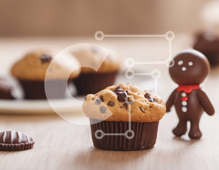 Σετ των 2 Intra Συλλεκτικό Ξύλινο Παζλ Plywood  4mm - Gingerbread Man με Cupcakes και καραμέλες σοκολάτας Σε Ξύλινο Κουτί - Διαστάσεις: 10x10 cm – 25 κομμάτια