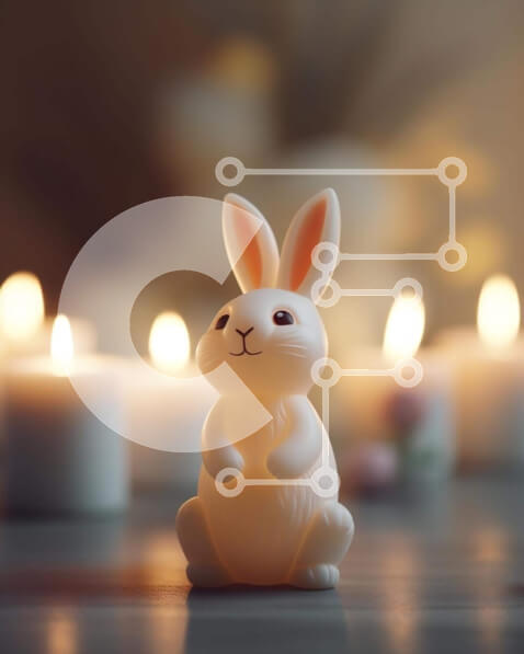 Intra Συλλεκτικό Ξύλινο Παζλ Plywood  4mm - Ειδώλιο λαγουδάκι του Πάσχα με κεριά Σε Ξύλινο Κουτί - Διαστάσεις: 10x10 cm – 25 κομμάτια