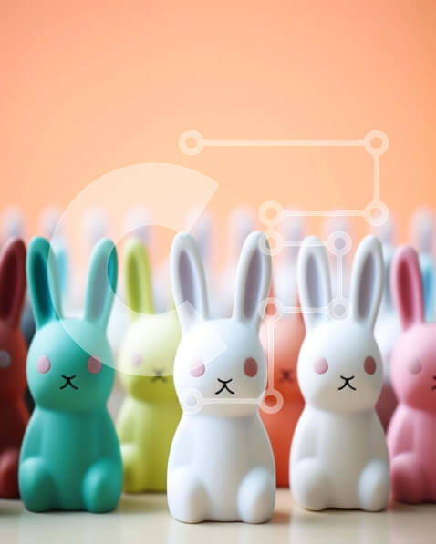 Intra Συλλεκτικό Ξύλινο Παζλ Plywood  4mm - Πολύχρωμα ειδώλια λαγουδάκι σε πορτοκαλί επιφάνεια Σε Ξύλινο Κουτί - Διαστάσεις: 10x10 cm – 25 κομμάτια