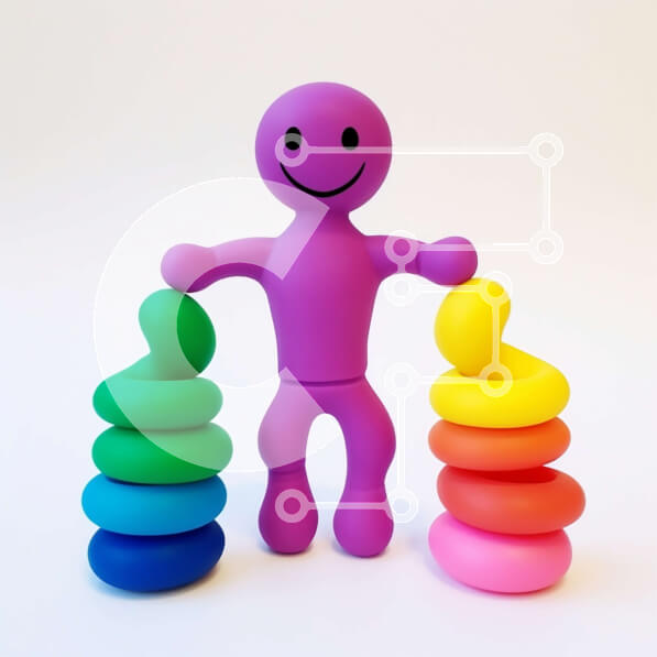 Intra Συλλεκτικό Ξύλινο Παζλ Plywood  4mm - Πολύχρωμο παιχνίδι φιγούρα με στοιβαγμένα δαχτυλίδια Σε Ξύλινο Κουτί - Διαστάσεις: 10x10 cm – 25 κομμάτια