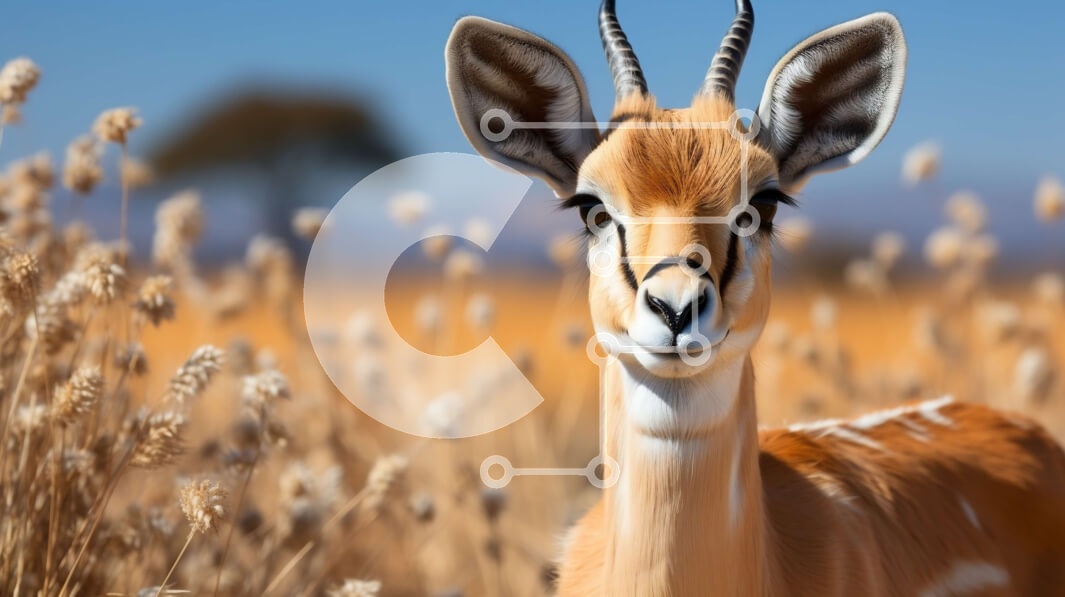 Σετ των 2 Intra Συλλεκτικό Ξύλινο Παζλ Plywood  4mm - Εκπληκτική κινηματογράφηση σε πρώτο πλάνο του κεφαλιού της Impala με μεγαλοπρεπή κέρατα και έντονα μάτια Σε Ξύλινο Κουτί - Διαστάσεις: 10x10 cm – 25 κομμάτια