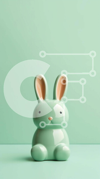 Intra Συλλεκτικό Ξύλινο Παζλ Plywood  4mm - Πράσινο ειδώλιο λαγουδάκι σε πορτοκαλί φόντο Σε Ξύλινο Κουτί - Διαστάσεις: 10x10 cm – 25 κομμάτια