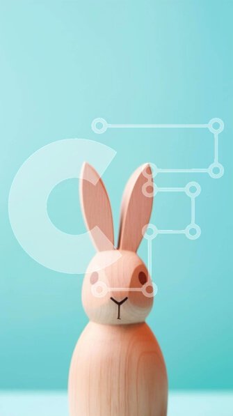 Intra Συλλεκτικό Ξύλινο Παζλ Plywood  4mm - Ξύλινο παιχνίδι λαγουδάκι σε φόντο Aqua Σε Ξύλινο Κουτί - Διαστάσεις: 10x10 cm – 25 κομμάτια