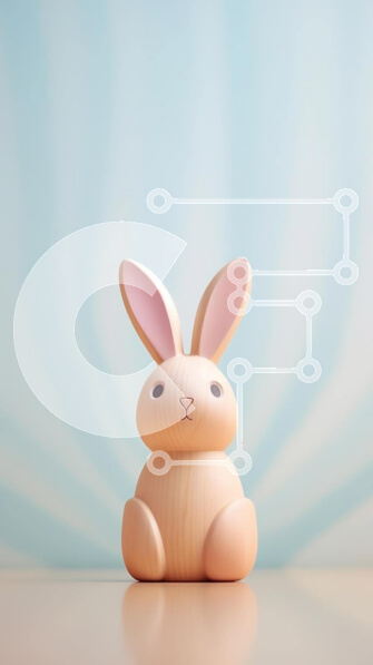 Intra Συλλεκτικό Ξύλινο Παζλ Plywood  4mm - Μικρό ξύλινο παιχνίδι λαγουδάκι σε αφηρημένο μπλε φόντο Σε Ξύλινο Κουτί - Διαστάσεις: 10x10 cm – 25 κομμάτια