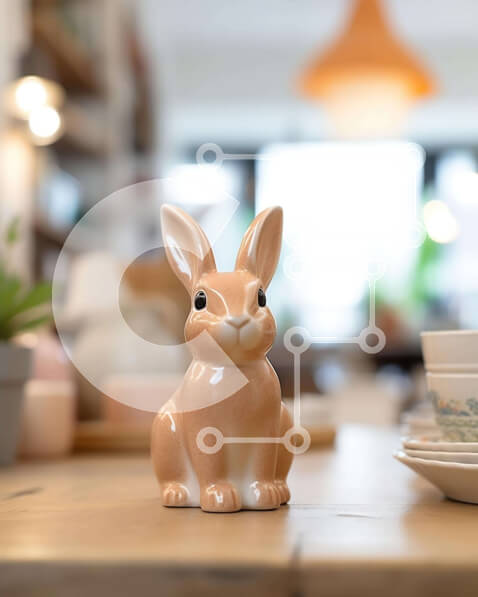 Σετ των 2 Intra Συλλεκτικό Ξύλινο Παζλ Plywood  4mm - Ρουστίκ τραπεζαρία με κεραμικό ειδώλιο κουνελιού Σε Ξύλινο Κουτί - Διαστάσεις: 10x10 cm – 25 κομμάτια