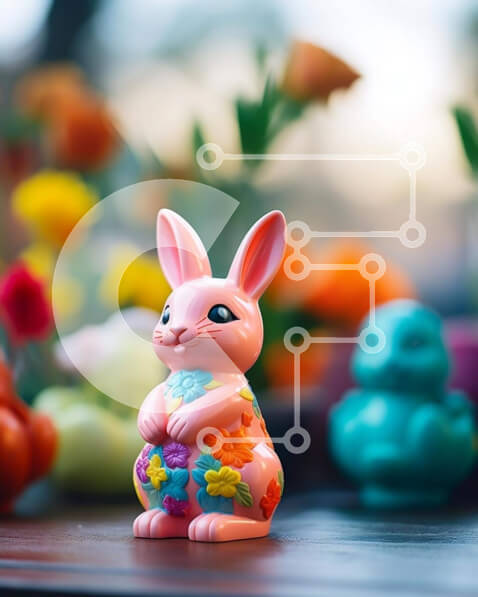 Intra Συλλεκτικό Ξύλινο Παζλ Plywood  4mm - Πασχαλινό ειδώλιο λαγουδάκι και πολύχρωμα διακοσμητικά Σε Ξύλινο Κουτί - Διαστάσεις: 10x10 cm – 25 κομμάτια