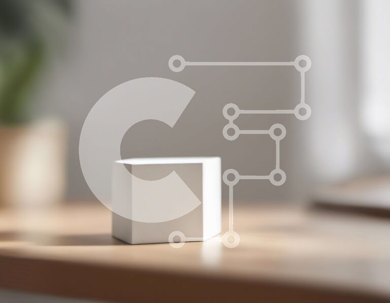 Intra Συλλεκτικό Ξύλινο Παζλ Plywood  4mm - Λευκός κύβος σε ξύλινο γραφείο με φυτό στο φόντο Σε Ξύλινο Κουτί - Διαστάσεις: 10x10 cm – 25 κομμάτια