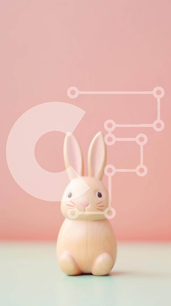 Intra Συλλεκτικό Ξύλινο Παζλ Plywood  4mm - Μικρό ξύλινο παιχνίδι λαγουδάκι σε πορτοκαλί τραπέζι Σε Ξύλινο Κουτί - Διαστάσεις: 10x10 cm – 25 κομμάτια