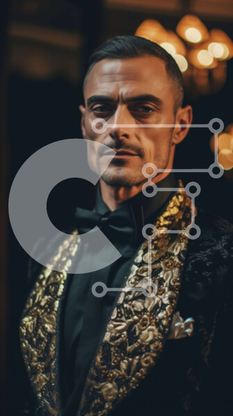 Intra Συλλεκτικό Ξύλινο Παζλ Plywood  4mm - Κομψός άντρας σε μαύρο και χρυσό σμόκιν Σε Ξύλινο Κουτί - Διαστάσεις Puzzle: 10x10 cm – 25 κομμάτια