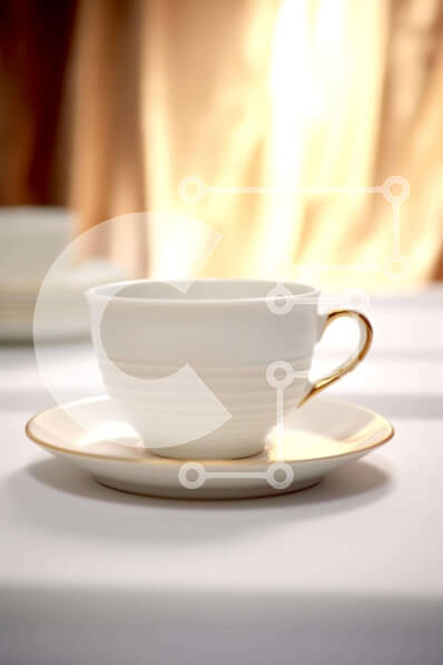 Σετ των 2 Intra Συλλεκτικό Ξύλινο Παζλ Plywood  4mm - Λευκό τραπέζι με χρυσό φλιτζάνι καφέ Σε Ξύλινο Κουτί - Διαστάσεις: 10x10 cm – 25 κομμάτια