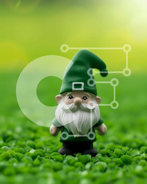 Intra Συλλεκτικό Ξύλινο Παζλ Plywood  4mm - Toy Gnome στο πράσινο γρασίδι για την ημέρα του Αγίου Πατρικίου Σε Ξύλινο Κουτί - Διαστάσεις Puzzle: 10x10 cm – 25 κομμάτια