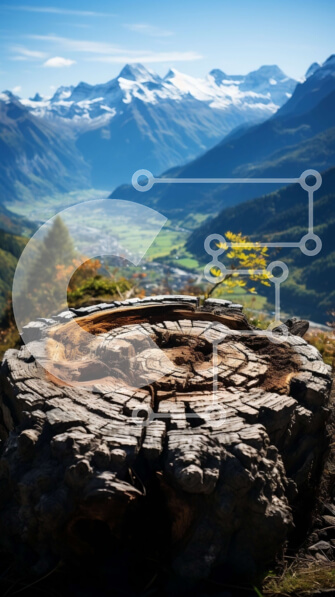 Σετ των 2 Intra Συλλεκτικό Ξύλινο Παζλ Plywood  4mm - Ειρηνικό τοπίο μιας ορεινής κοιλάδας με χιονισμένες κορυφές Σε Ξύλινο Κουτί - Διαστάσεις: 10x10 cm – 25 κομμάτια