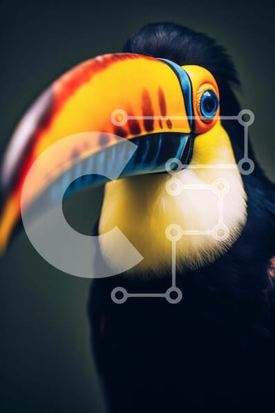 Σετ των 2 Intra Συλλεκτικό Ξύλινο Παζλ Plywood  4mm - Όμορφη εικόνα του κεφαλιού ενός Toucan με έντονα χρωματιστά φτερά και μεγάλο ράμφος Σε Ξύλινο Κουτί - Διαστάσεις: 10x10 cm – 25 κομμάτια