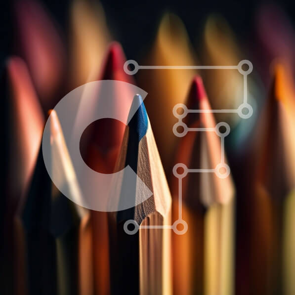 Intra Συλλεκτικό Ξύλινο Παζλ Plywood  4mm - Ζωντανή εικόνα με πολύχρωμα μολύβια σε κύκλο Σε Ξύλινο Κουτί - Διαστάσεις Puzzle: 10x10 cm – 25 κομμάτια