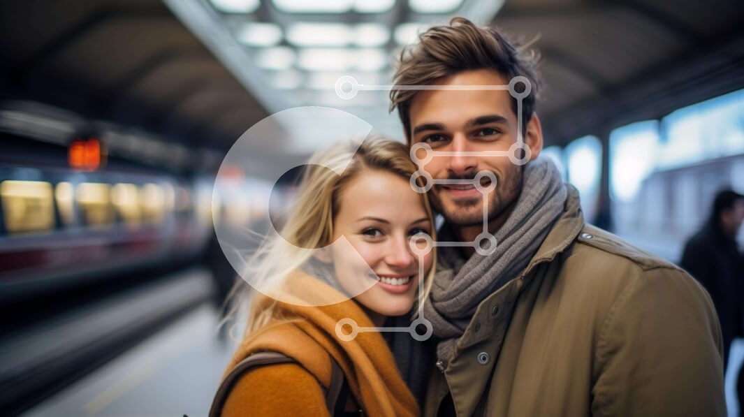 Intra Συλλεκτικό Ξύλινο Παζλ Plywood  4mm - Ρομαντικό ζευγάρι στο σιδηροδρομικό σταθμό Σε Ξύλινο Κουτί - Διαστάσεις Puzzle: 10x10 cm – 25 κομμάτια