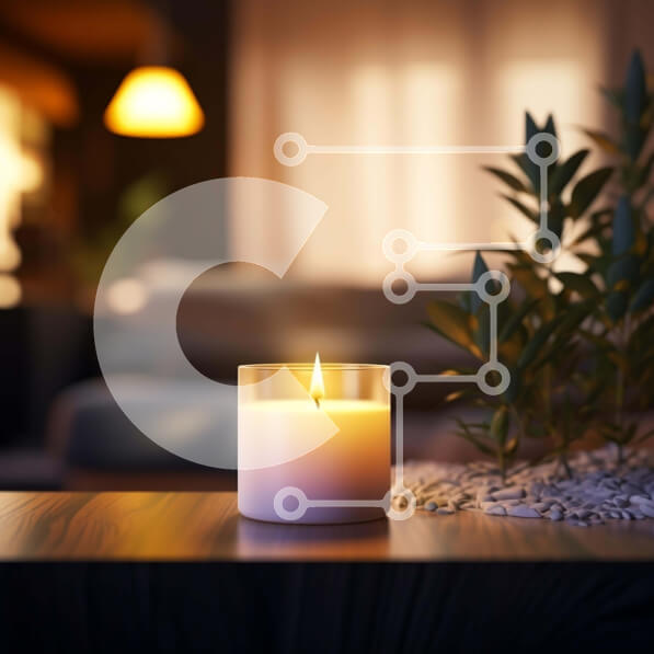 Intra Συλλεκτικό Ξύλινο Παζλ Plywood  4mm - Αναμμένο κερί σε ξύλινο τραπέζι στο σαλόνι Σε Ξύλινο Κουτί - Διαστάσεις Puzzle: 10x10 cm – 25 κομμάτια