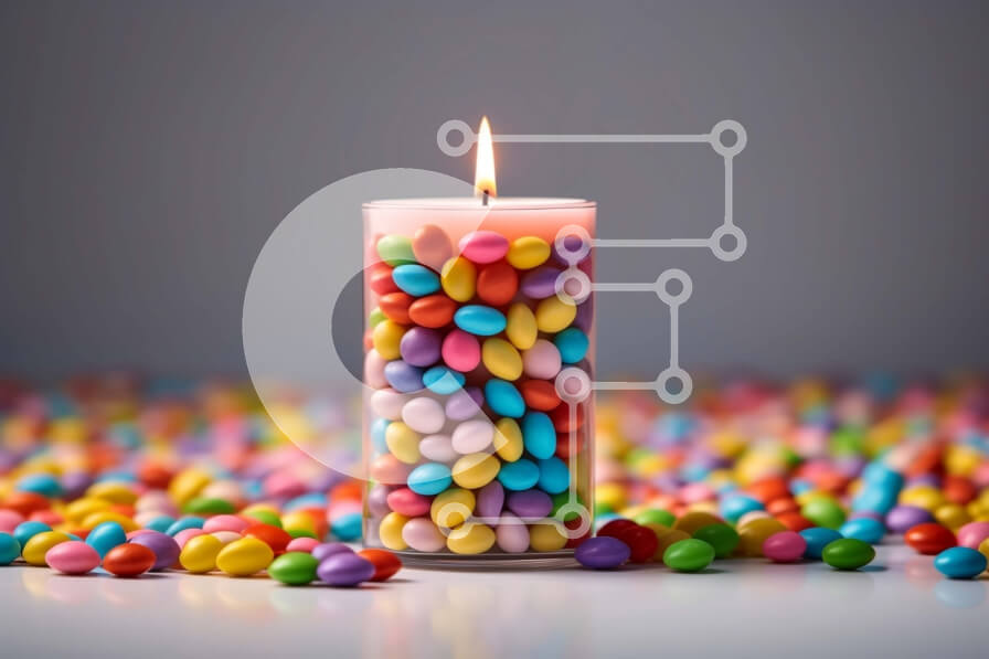 Σετ των 2 Intra Συλλεκτικό Ξύλινο Παζλ Plywood  4mm - Κερί με πολύχρωμες καραμέλες: Μια γλυκιά και ζεστή σκηνή Σε Ξύλινο Κουτί - Διαστάσεις: 10x10 cm – 25 κομμάτια