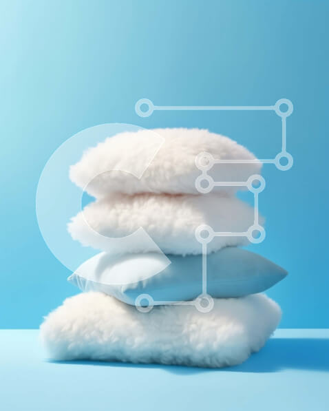 Intra Συλλεκτικό Ξύλινο Παζλ Plywood  4mm - Λευκά και μπλε μαξιλάρια σε γαλάζιο φόντο Σε Ξύλινο Κουτί - Διαστάσεις Puzzle: 10x10 cm – 25 κομμάτια