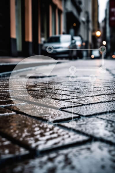 Intra Συλλεκτικό Ξύλινο Παζλ Plywood  4mm - Moody εικόνα μιας βροχερής μέρας στην πόλη Σε Ξύλινο Κουτί - Διαστάσεις Puzzle: 10x10 cm – 25 κομμάτια