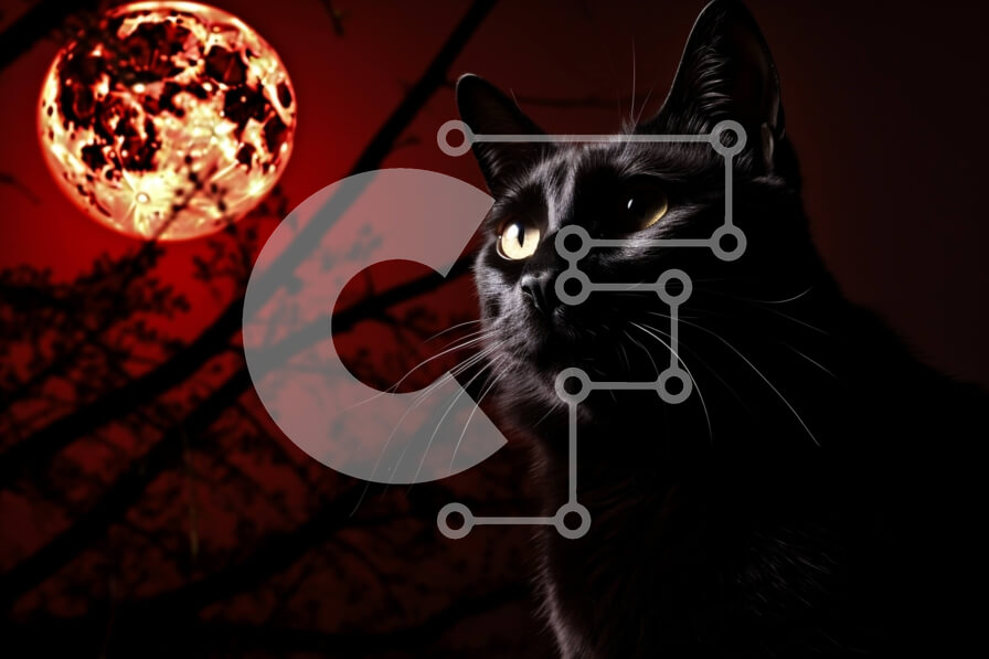 Σετ των 2 Intra Συλλεκτικό Ξύλινο Παζλ Plywood  4mm - Μυστηριώδης Μαύρη Γάτα και Πανσέληνος Σε Ξύλινο Κουτί - Διαστάσεις: 10x10 cm – 25 κομμάτια