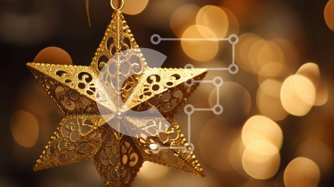 Intra Συλλεκτικό Ξύλινο Παζλ Plywood  4mm - Κρεμαστό στολίδι με χρυσό αστέρι με φώτα Bokeh Σε Ξύλινο Κουτί - Διαστάσεις: 10x10 cm – 25 κομμάτια