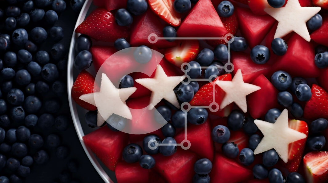 Σετ των 2 Intra Συλλεκτικό Ξύλινο Παζλ Plywood  4mm - Patriotic Fruit Bowl για τον εορτασμό της Ημέρας της Ανεξαρτησίας Σε Ξύλινο Κουτί - Διαστάσεις: 10x10 cm – 25 κομμάτια